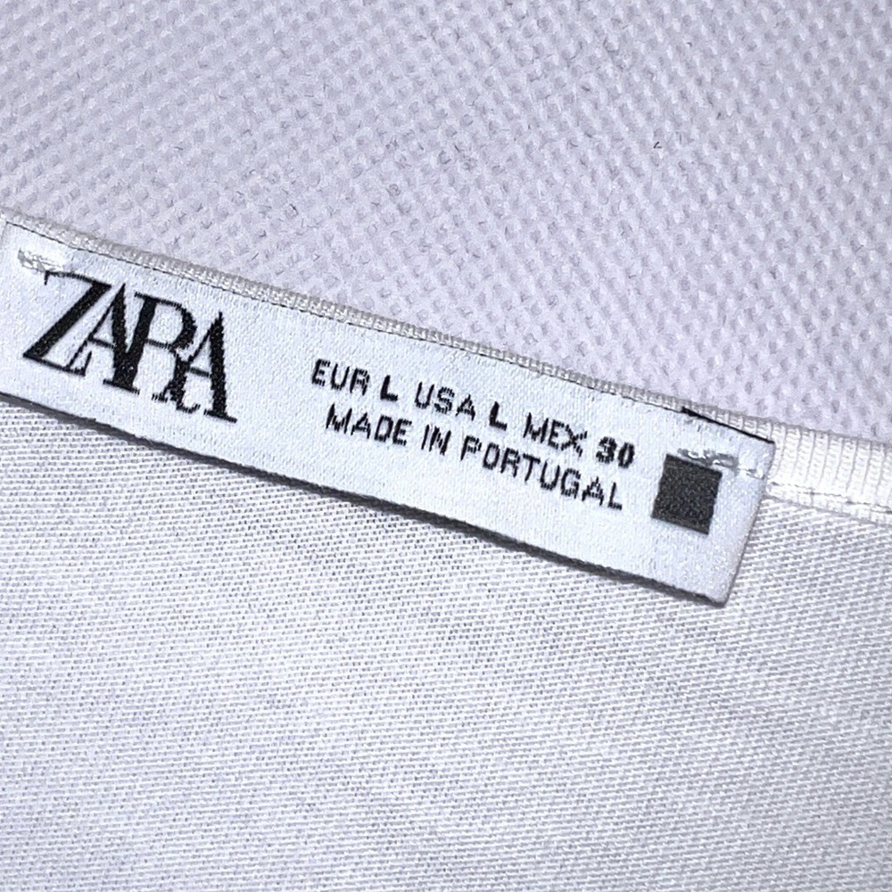 Zara‎ Original White Short Sleeve Scarf-Print Tee Large - Picture 7 of 9